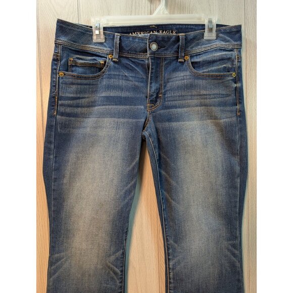 American Eagle Women’s Original Boot Jeans Size 12 Reg Dark Wash Super Stretch - Picture 2 of 11